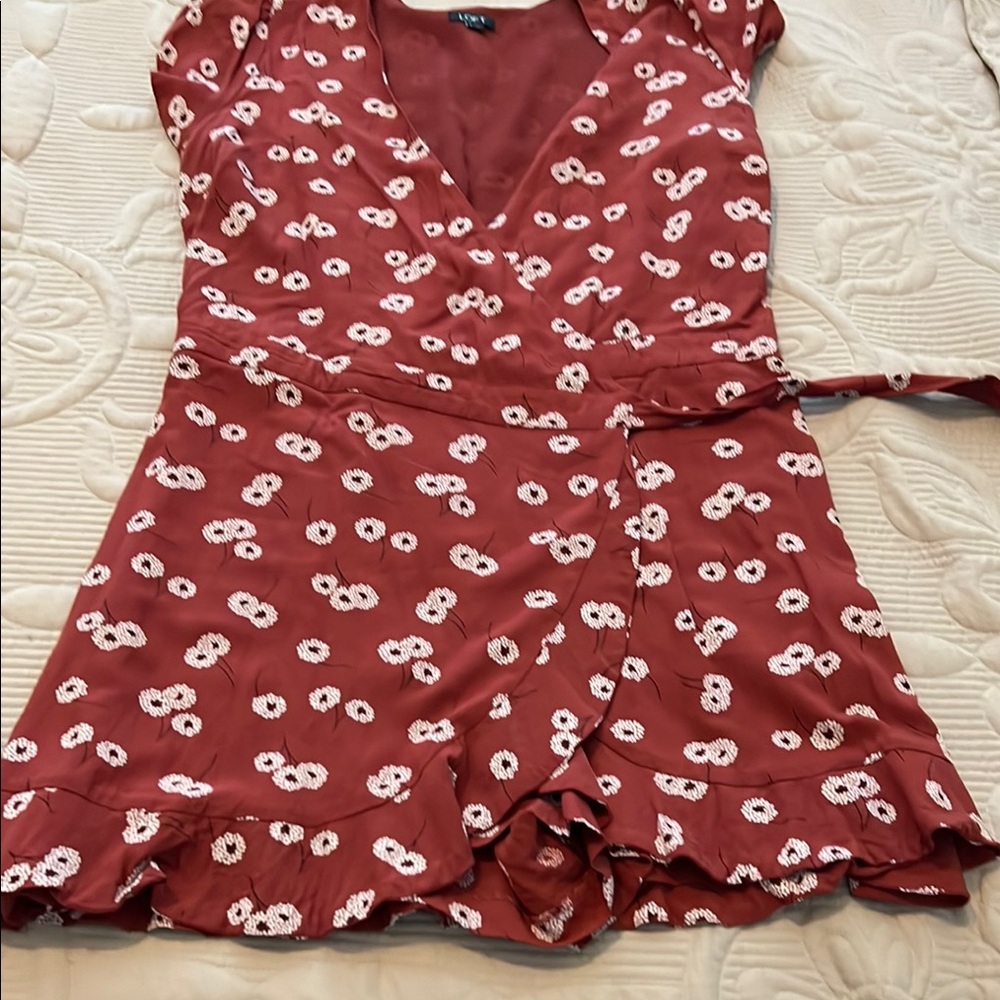 LOFT Burgundy Floral Mini Dress